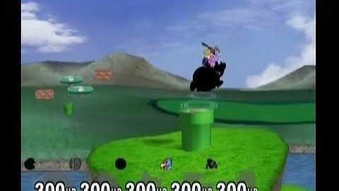 Super Smash Bros Melee Crazy Mod - 5 Controllers as CPU Team in 1-1 Mushroom Kingdom