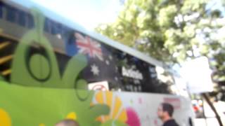 Australian Squad Bus leaves hotel for match against Netherlands!!