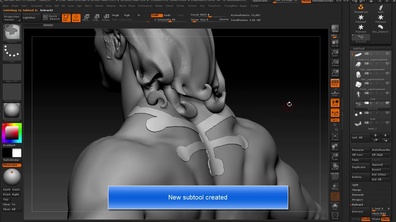 how to lower mesh in zbrush