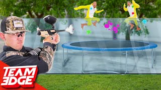 Trampoline Duck Hunt Challenge!! | Painful Paintball Edition!!