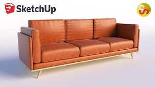 Modeling Yet Another Living room Sofa   Sketchup tutorial timelapse