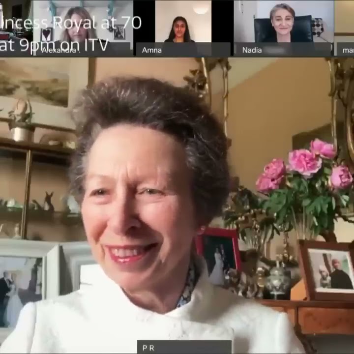 Princess Anne teaches Queen Elizabeth II how to use a video link