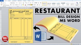 Printable Restaurant Bill Design in Ms Word Tutorial ||