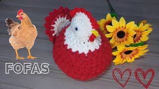 : AS GALINHAS MAIS FOFAS  PESO DE PORTA EM CROCH^E #decoracao #crochepracasa Michele Croch^es