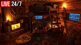 🔴 Sleep Instantly in 3 Minutes - Relaxing Blizzard, Wind &amp; Fireplace Sounds - Live 24/7