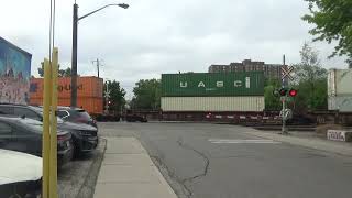 CPKC 118 intermodal stack train at West Toronto junction.