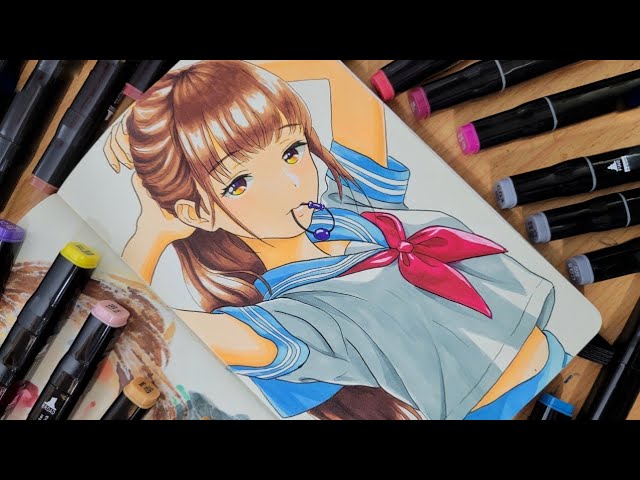 Drawing Anime Hair With TouchNew Markers Step By Step