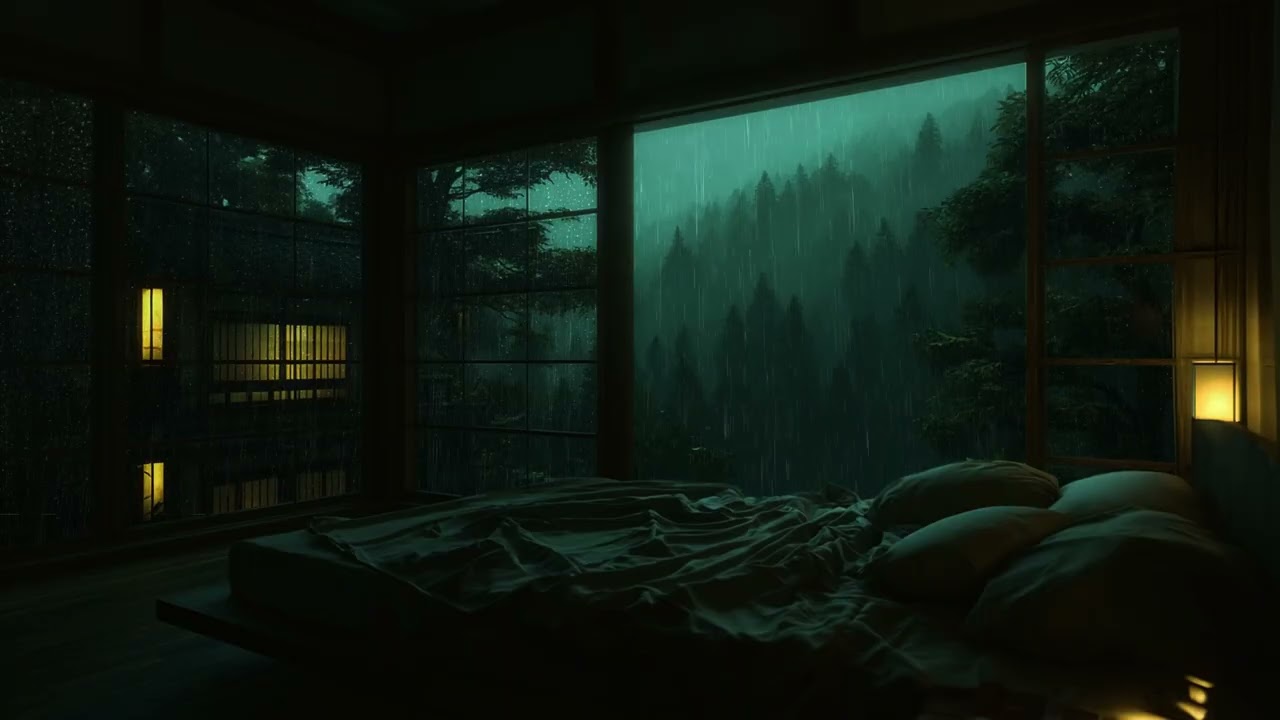 8 Hours Rainy Night Cabin Sounds 🌧 Cozy Rain Ambience for Sleep (No Ads)