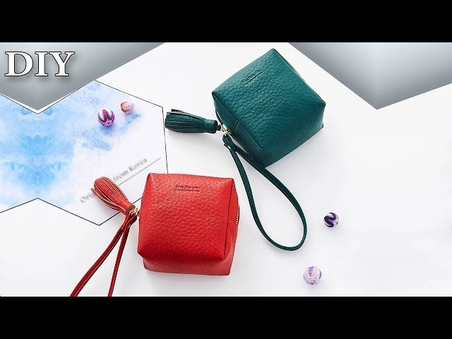 DIY ADORABLE POUCH BAG Zipper PU Lather Purse HandBag