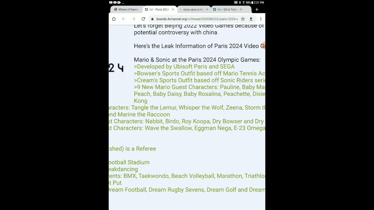 Mario and sonic at the Paris 2024 Olympic games leaked YouTube