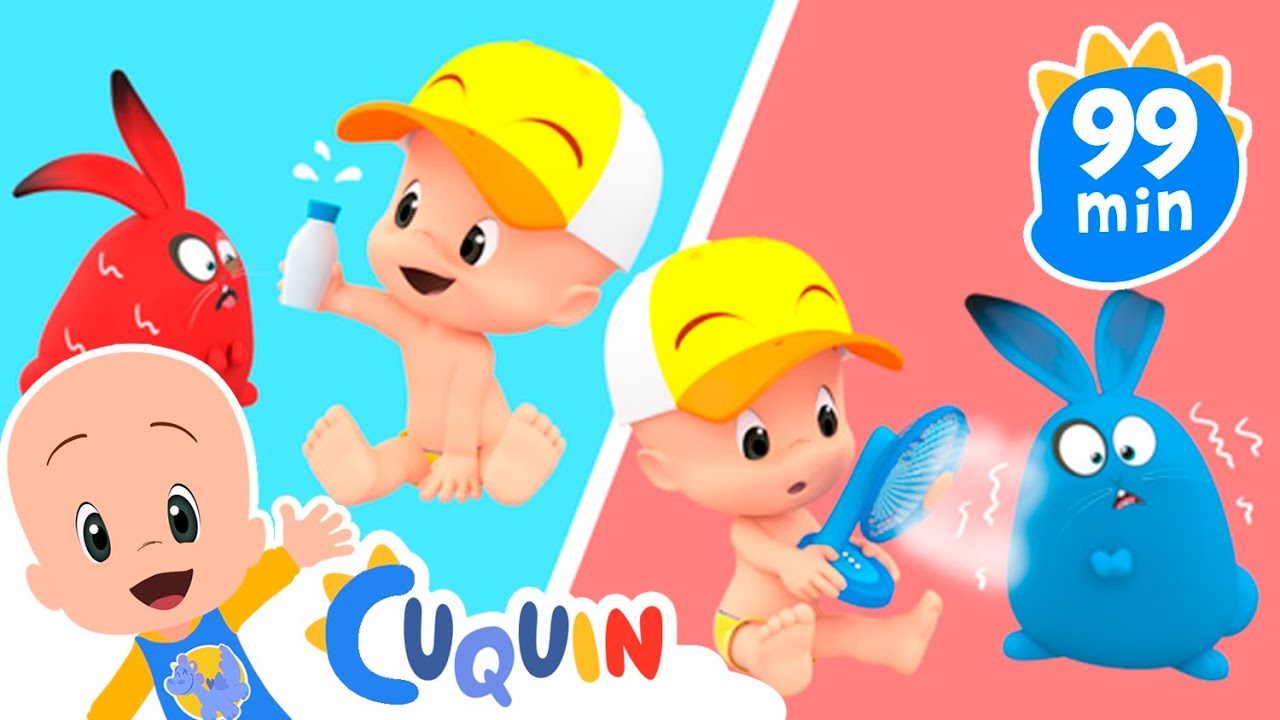 Frio e quente: aprender os opostos com Cuquin e mais vídeos 🥵❄️ Desenhos animados para bebês