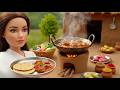 Miniature Doll Aloo Gosht Curry Cooking ASMR | Village Kitchen Story &amp; Outdoor Life