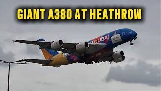 EMIRATES A380 TAKEOFF HEATHROW: Massive Airbus A380 Power and Departure #avgeek #emirates #heathrow