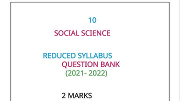 10th Social Science Reduced Syllabus Question Bank 2021 - 2022 EM |10th Social Science Question Bank