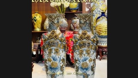 Đôi lọ lộc bình Phúc lộc thọ men rạn đắp nổi kỹ cao 120cm- Gốm sứ Bát Tràng