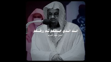 الله الذي خلقكم ثم رزقكم..| تلاوة بديعة ومؤثرة تفوق الوصف! - للشيخ سعود الشريم 🤍🎧..