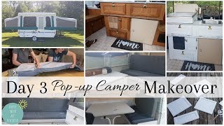 POPUP CAMPER DIY REMODEL BEFORE & AFTER TOUR | CABINETS CURTAINS  CUSHION MAKEOVER | GLAMPING DECOR