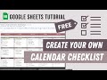 Calendar checklist tutorial  how to make a  calendar todo list free google sheets template