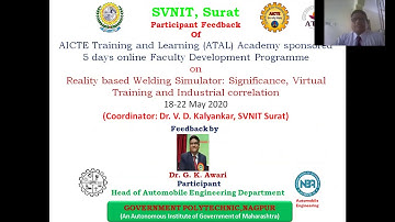 Dr.  AWARI Feedback of ATAL Academy sponsored FDP at SVNIT Surat,