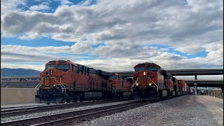 BNSF 5853 w/K3LA Flys By Radio Road Crossing - Porphyry