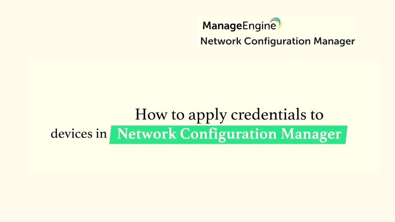 How To Apply Credentials In Network Configuration Manager Youtube