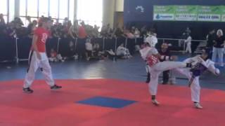 Kaleb 8 year old black belt sparring taekwondo