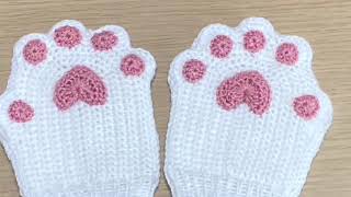 ネコの肉球手袋〜編んだ物の記録#肉球手袋 #手編み手袋 #ハンドウオーマー #ネコの肉球