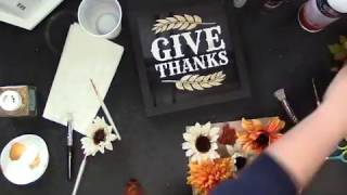 How to: Stenciled Give Thanks Shadow Box