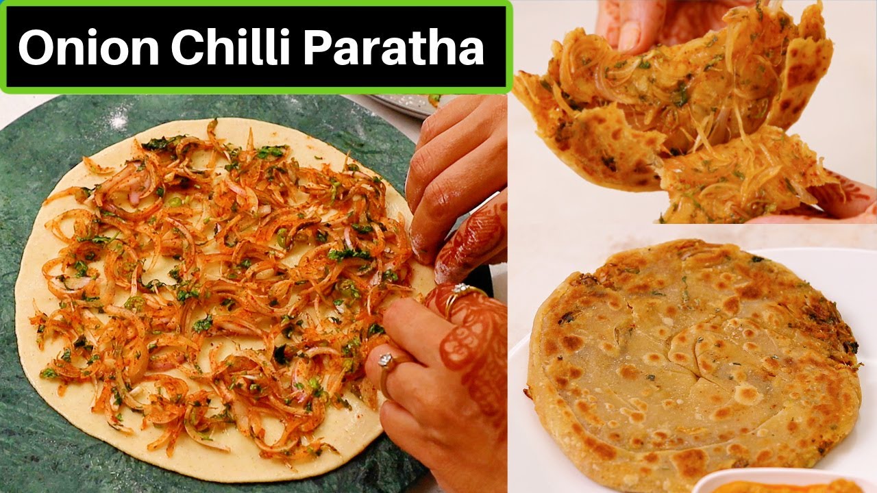 प्याज मिर्च का तीखा चटपटा लच्छा पराठा | Onion Chilli Paratha | Onion Laccha Paratha | KabitasKitchen | Kabita Singh | Kabita