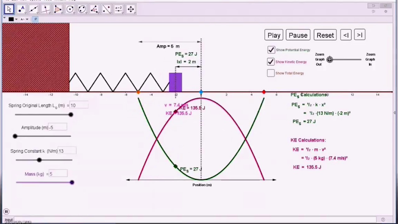 Plotting shm energy using geogebra interactive 2 youtube