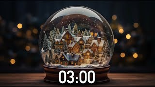 3 Minute Christmas Timer Snow Globe 🎵 with Christmas Jazz Music (4K) ✨ - and Alarm Sound