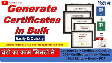 Mail Merge : Make Certificates in Bulk Quickly | Fast PDF Automatic Certificates | Save Time