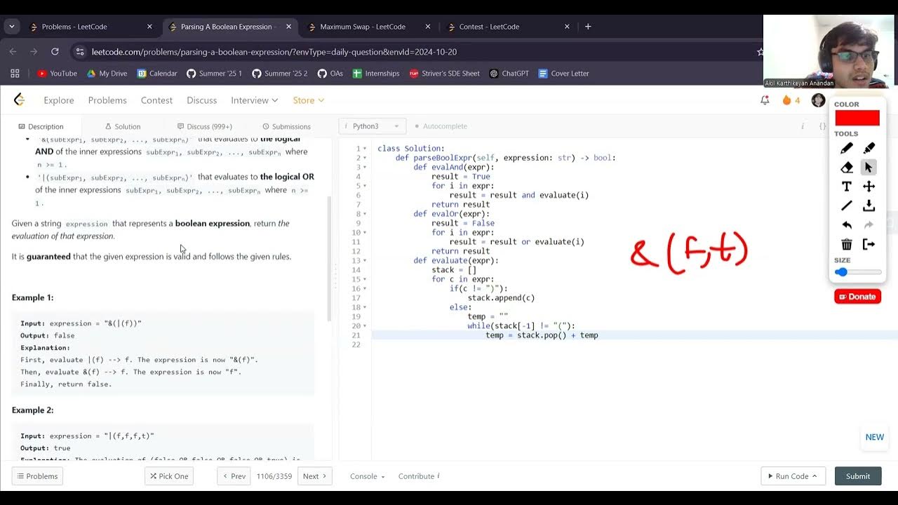 Leetcode 1106. Parsing a Boolean Expression - YouTube