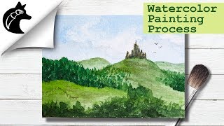 watercolor castle painting