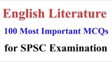 English Literature| 100 Most Important MCQs for the SPSC Examinations| MCQs for the Post of Lecturer