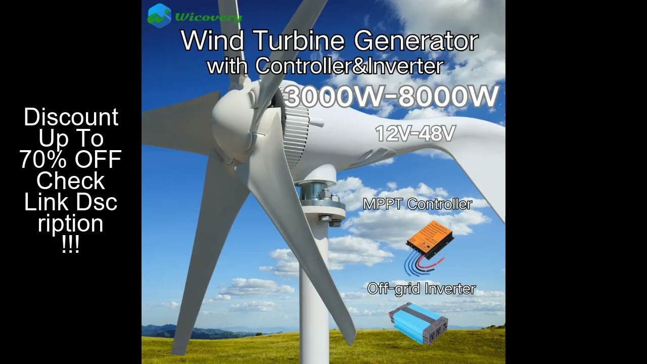 Residential Wind Turbine Horizontal Axis 3/5 Blades 3000W 5000W 8000W 12V 24V 48V Low Start-Up Wind