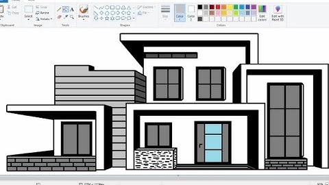 computer painting easy house | Simple Home Drawing on computer using Ms Paint Easily |House drawing.