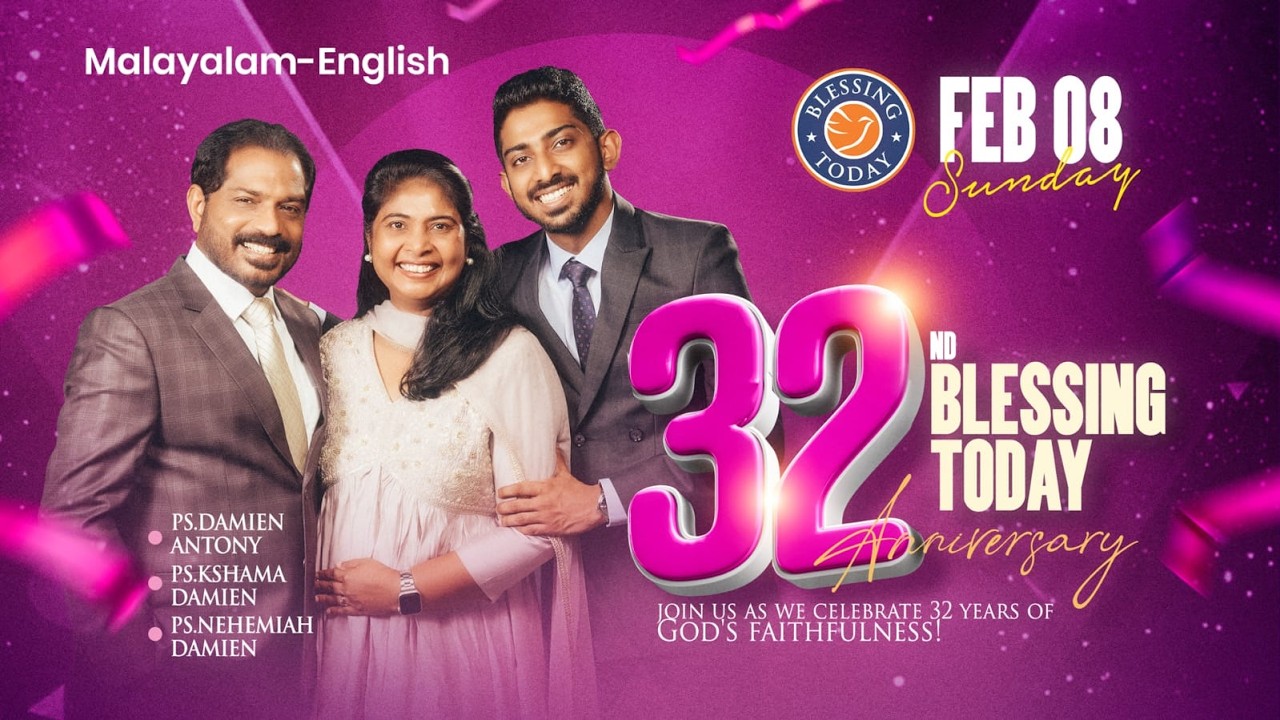 Sunday Service Malayalam - English (Bilingual) | 32ⁿᵈ Anniversary | Ps. Damien Antony | 08 Feb 2026