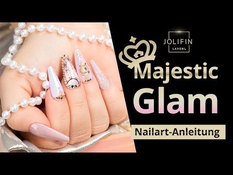 Nailart: „Majestic Glam“ mit dem neuen Jolifin LAVENI Aurora Mirror Pigment - pink super-fine