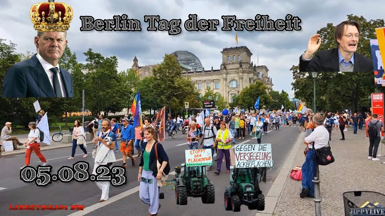 Berlin Tag der Freiheit 05.08.2023 kompletter Demozug Zeitraffer