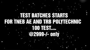 #TRBPOLYTECHNIC #TNEBAE #MECHANICALENGINEERING  TRB|TNEB|MECHANICAL ENGINEERING TEST BATCHES