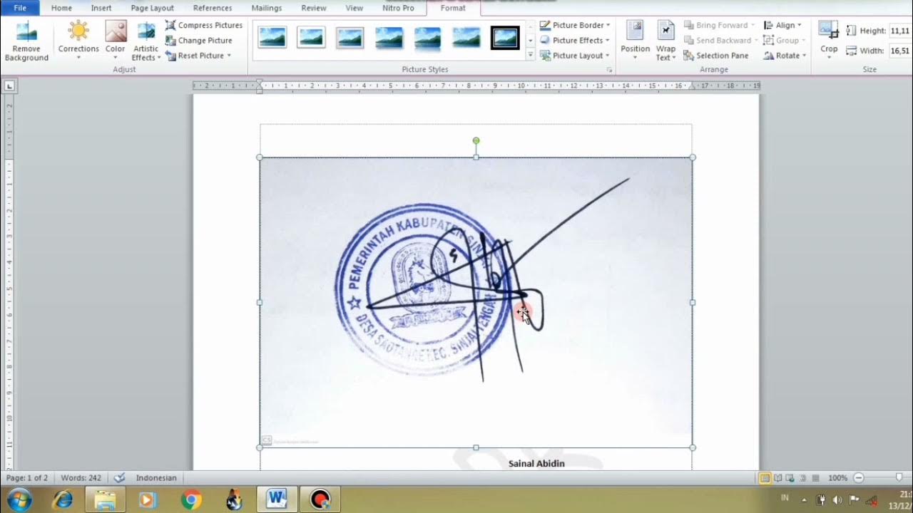 Cara mengedit hasil scan stempel dan tanda tangan di microsoft word