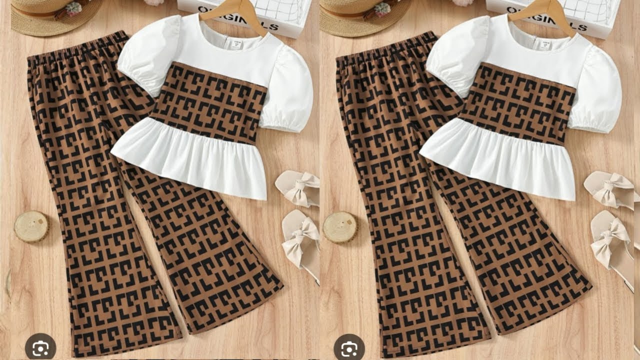 Раскрой и пошив костюма из плащевки для девочки / Раскрой и пошив топа из плащевки для малышей