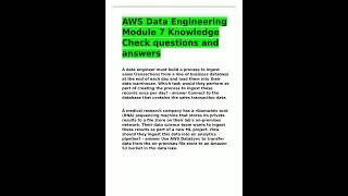 Aws Data Engineering Module 7 Knowledge Check Questions And Answers pdf video