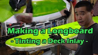 How to Make a Surfboard  Fiberglassing a Tinted Deck Inlay Part 05