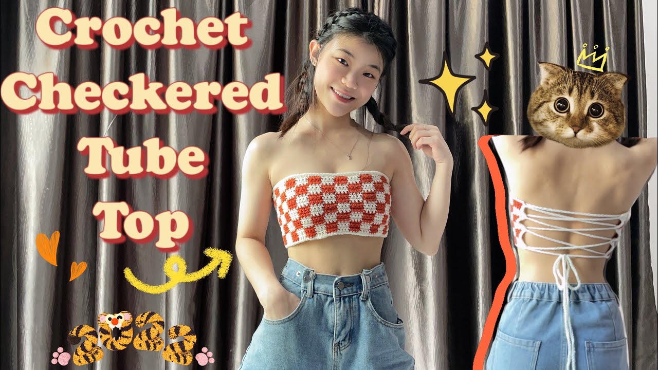 Crochet Checkered Tube Top | Crochet Checker Board Pattern - YouTube