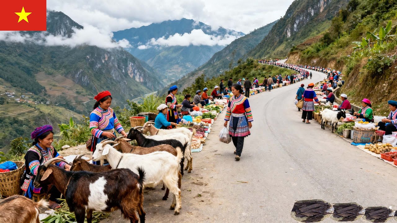 Старый рынок на горной границе на севере Вьетнама — уникальное, впечатляющее и незабываемое место.