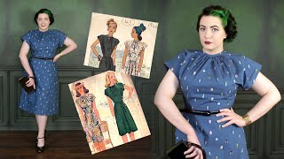 Making a 1940's Cotton Poplin Dress // Drafting a Gathered Neckline