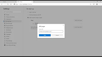 How do I set the startup page in Edge?