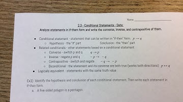 Geometry - 2.3 Conditional Statements